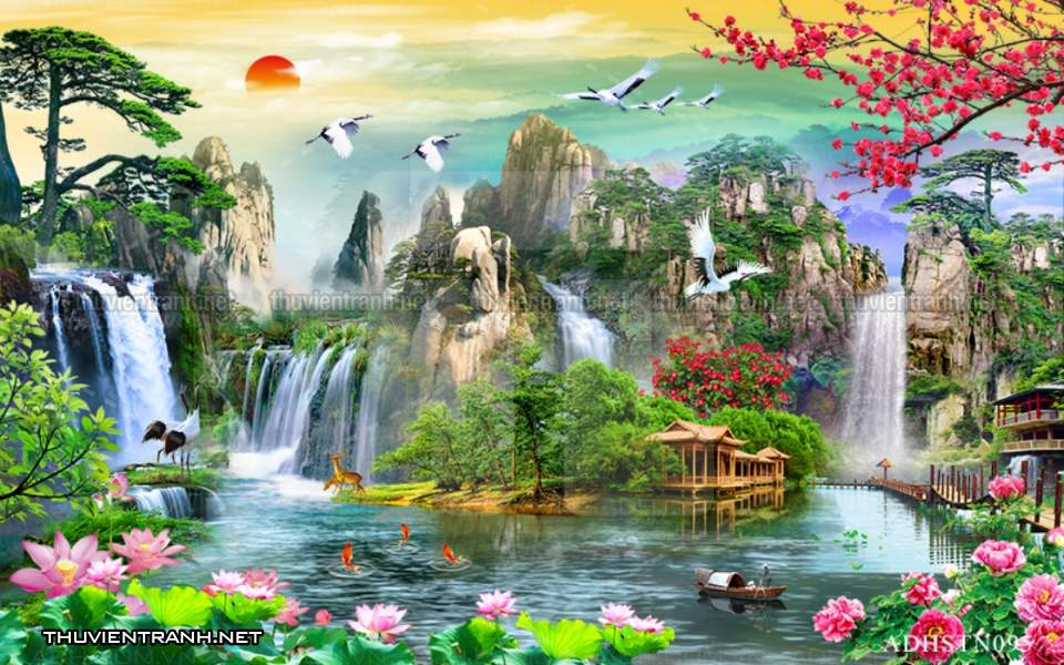 TRANH SƠN THỦY HỮU TÌNH, TRANH PHONG CẢNH SÔNG NÚI, TRUNG QUỐC - Tranh tường chất lượng cao