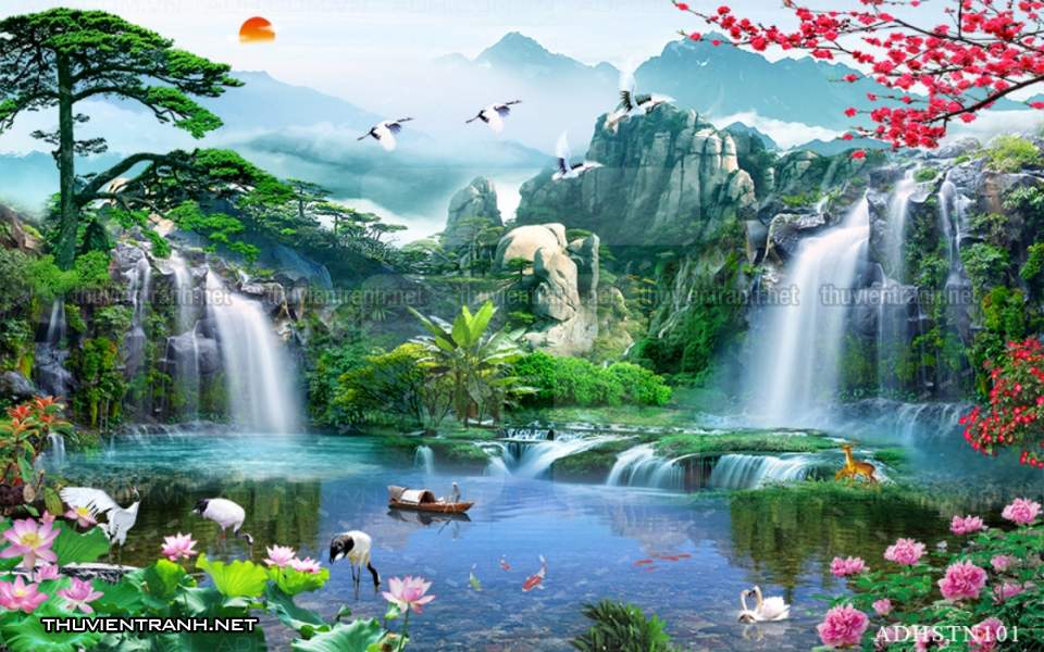 TRANH SƠN THỦY HỮU TÌNH, TRANH PHONG CẢNH SÔNG NÚI, TRUNG QUỐC - Tranh tường chất lượng cao