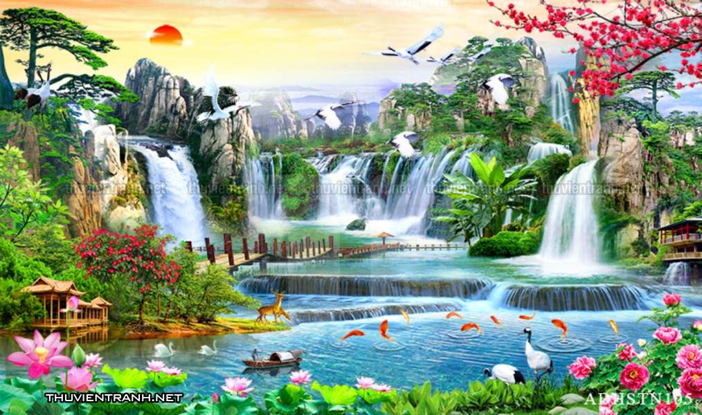 TRANH SƠN THỦY HỮU TÌNH, TRANH PHONG CẢNH SÔNG NÚI, TRUNG QUỐC - Tranh tường chất lượng cao