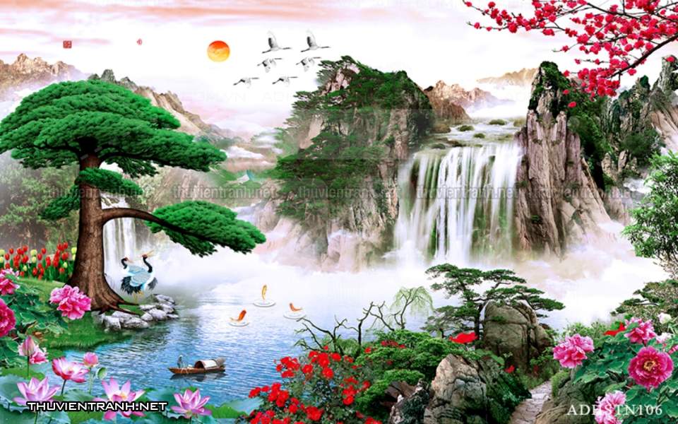 TRANH SƠN THỦY HỮU TÌNH, TRANH PHONG CẢNH SÔNG NÚI, TRUNG QUỐC - Tranh tường chất lượng cao