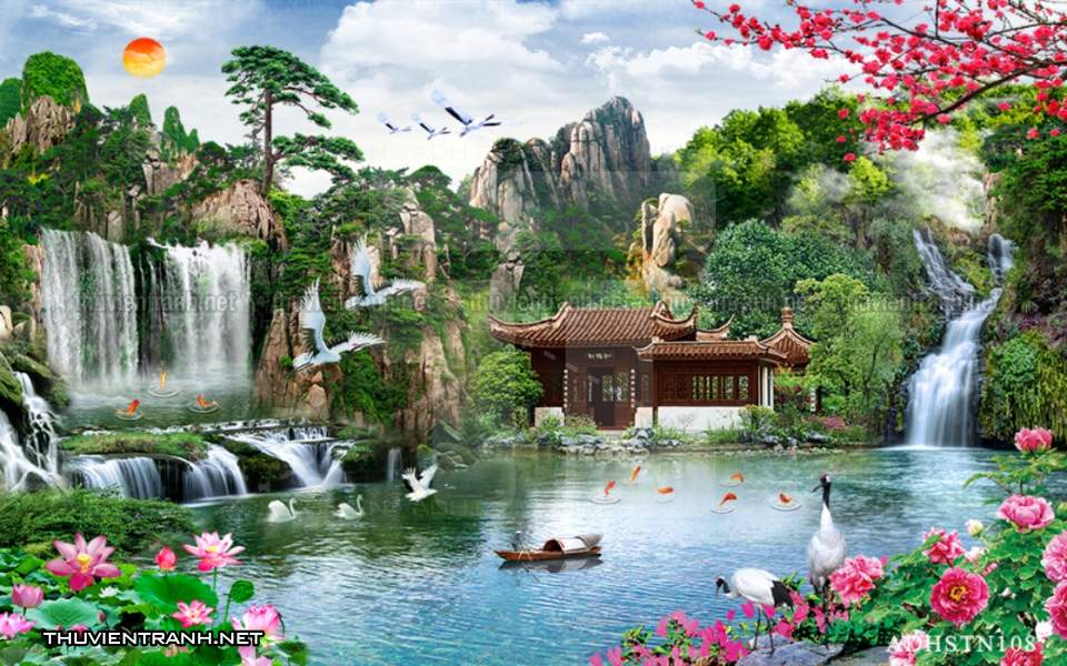 TRANH SƠN THỦY HỮU TÌNH, TRANH PHONG CẢNH SÔNG NÚI, TRUNG QUỐC - Tranh tường chất lượng cao
