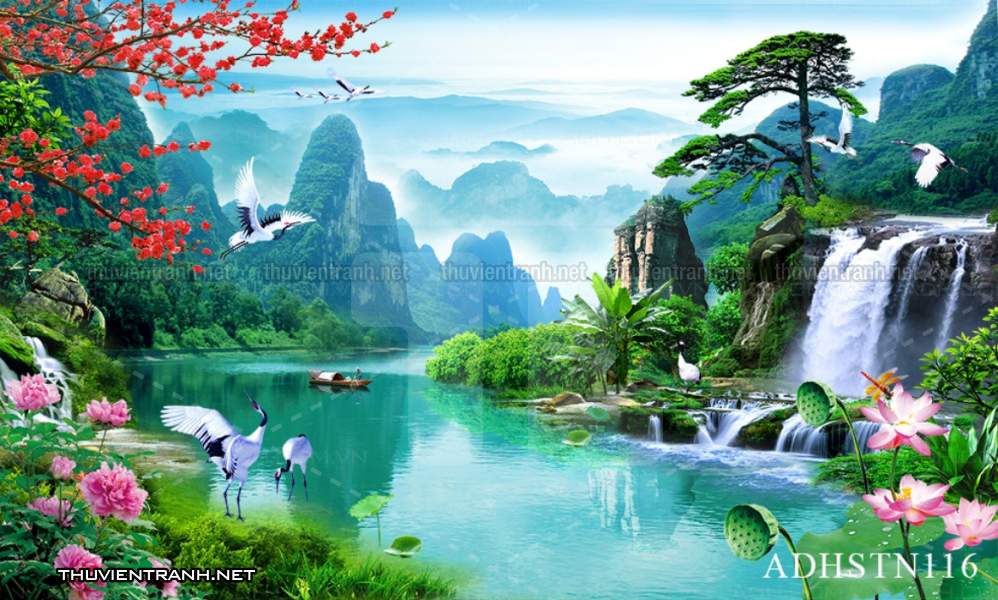 TRANH SƠN THỦY HỮU TÌNH, TRANH PHONG CẢNH SÔNG NÚI, TRUNG QUỐC - Tranh tường chất lượng cao