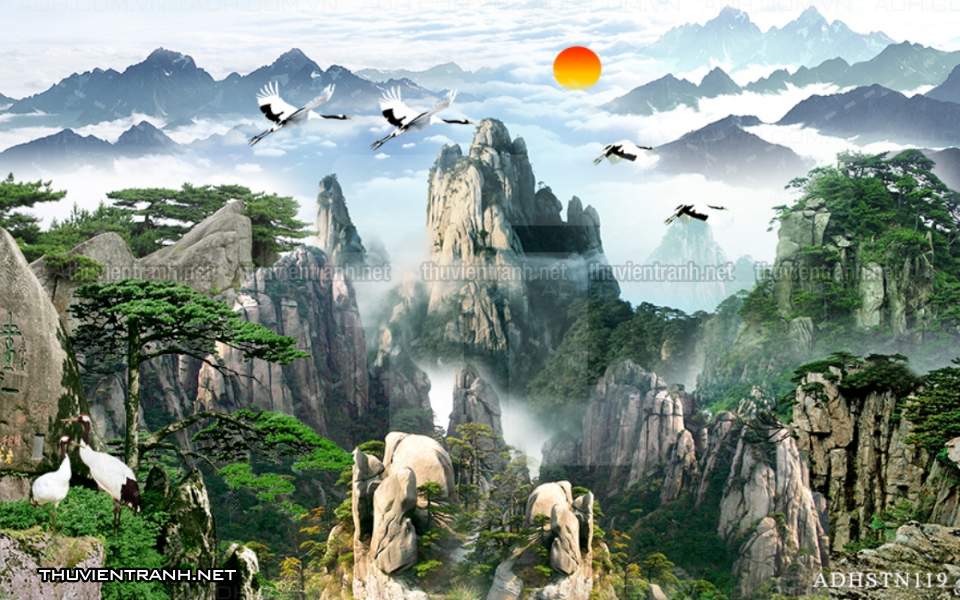 TRANH SƠN THỦY HỮU TÌNH, TRANH PHONG CẢNH SÔNG NÚI, TRUNG QUỐC - Tranh tường chất lượng cao