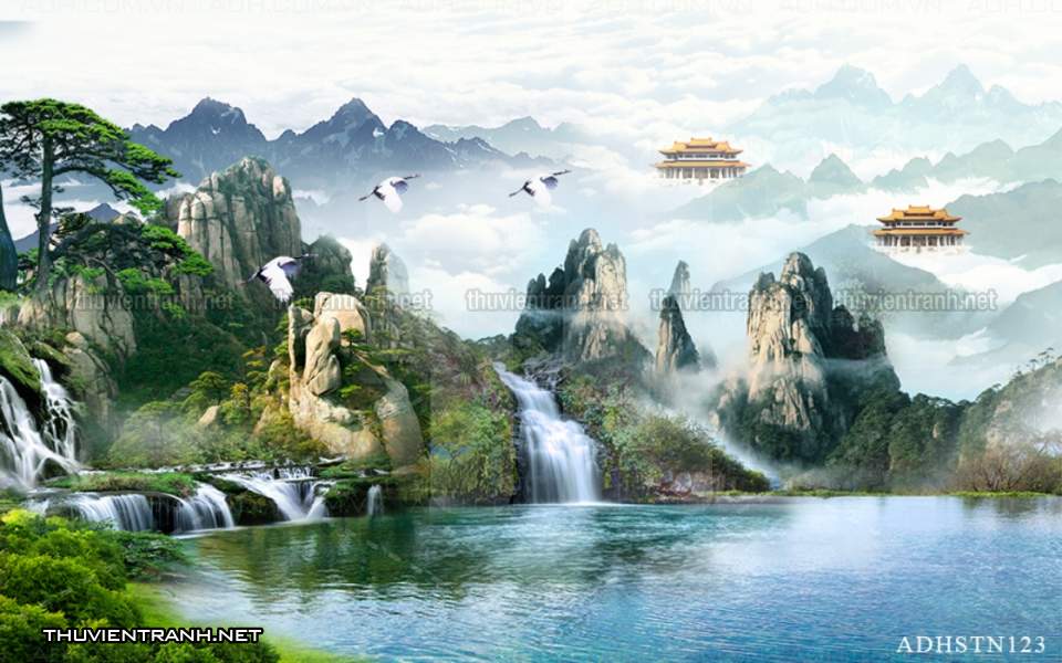 TRANH SƠN THỦY HỮU TÌNH, TRANH PHONG CẢNH SÔNG NÚI, TRUNG QUỐC - Tranh tường chất lượng cao