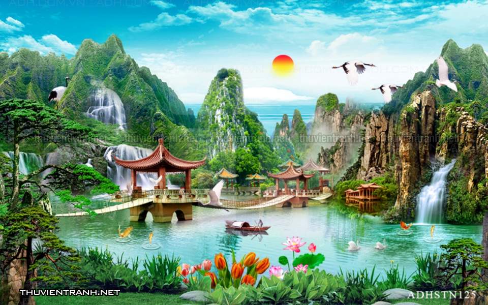 TRANH SƠN THỦY HỮU TÌNH, TRANH PHONG CẢNH SÔNG NÚI, TRUNG QUỐC - Tranh tường chất lượng cao