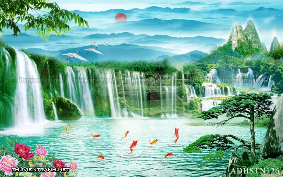 TRANH SƠN THỦY HỮU TÌNH, TRANH PHONG CẢNH SÔNG NÚI, TRUNG QUỐC - Tranh tường chất lượng cao