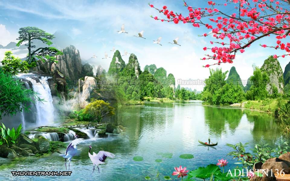TRANH SƠN THỦY HỮU TÌNH, TRANH PHONG CẢNH SÔNG NÚI, TRUNG QUỐC - Tranh tường chất lượng cao