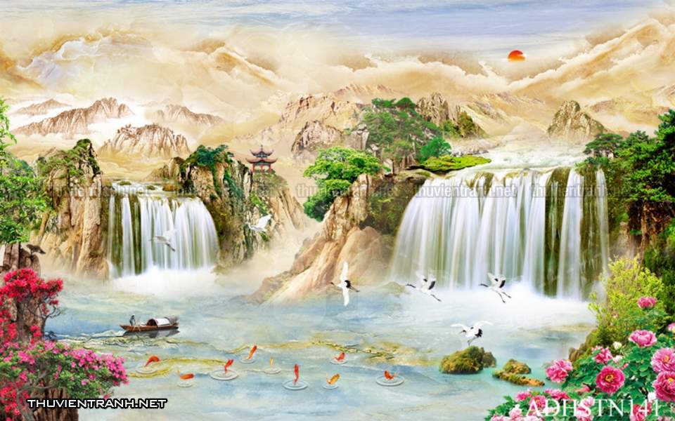 TRANH SƠN THỦY HỮU TÌNH, TRANH PHONG CẢNH SÔNG NÚI, TRUNG QUỐC - Tranh tường chất lượng cao