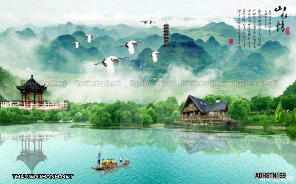 TRANH SƠN THỦY HỮU TÌNH, TRANH PHONG CẢNH SÔNG NÚI, TRUNG QUỐC - Tranh tường chất lượng cao