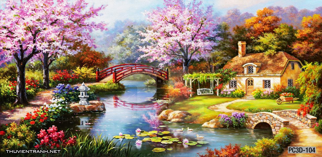 Tranh Phong cảnh 3D, Tranh phong cảnh hữu tình, phong cảnh đẹp - Tranh tường chất lượng cao