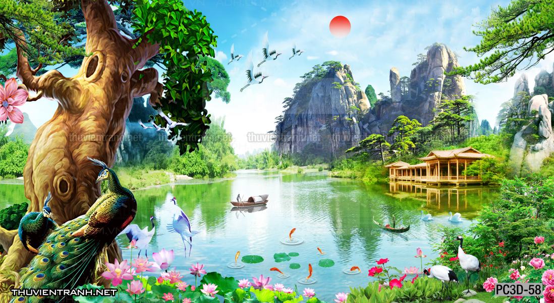 Tranh Phong cảnh 3D, Tranh phong cảnh hữu tình, phong cảnh đẹp - Tranh tường chất lượng cao