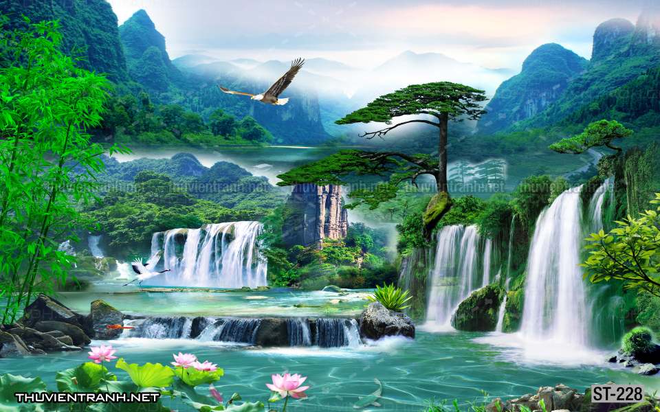 Tranh thác nước, phong cảnh thác nước, thiên nhiên đẹp - Tranh tường chất lượng cao