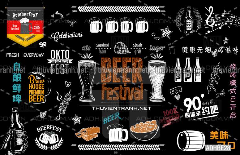 Tranh dán tường Quán Bia- Quán Nhậu - Tranh tường chất lượng cao