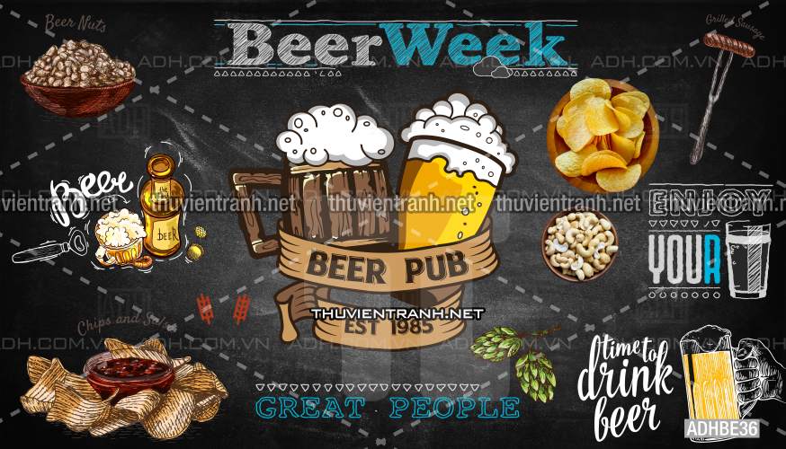 Tranh dán tường Quán Bia- Quán Nhậu - Tranh tường chất lượng cao