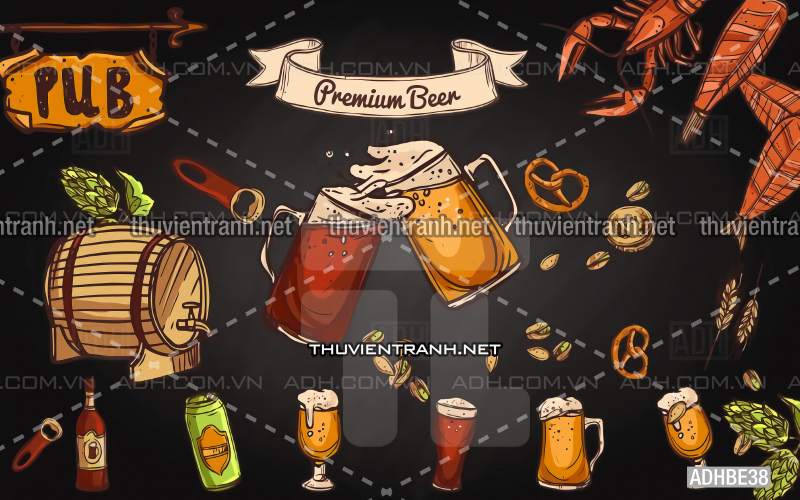 Tranh dán tường Quán Bia- Quán Nhậu - Tranh tường chất lượng cao