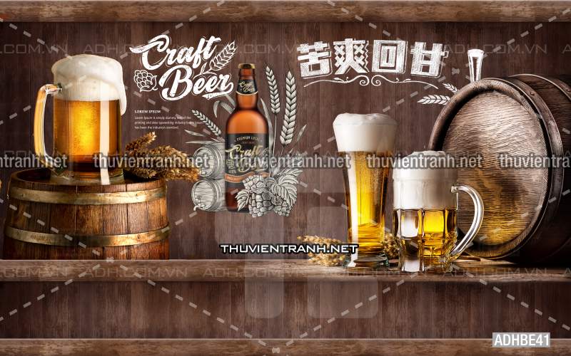 Tranh dán tường Quán Bia- Quán Nhậu - Tranh tường chất lượng cao