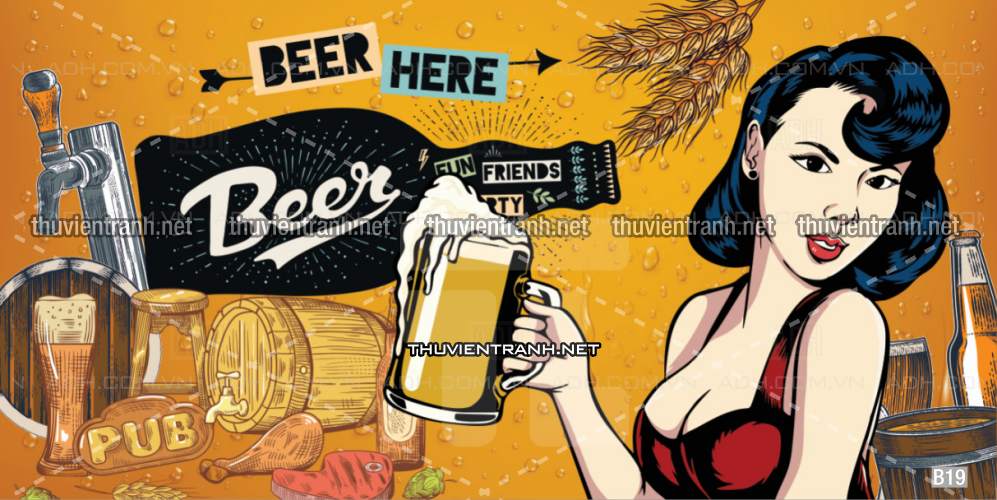 Tranh dán tường Quán Bia- Quán Nhậu - Tranh tường chất lượng cao