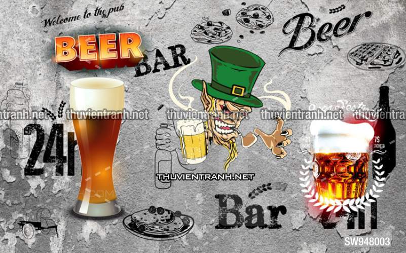  Tranh dán tường Quán Bia- Quán Nhậu - Tranh tường chất lượng cao