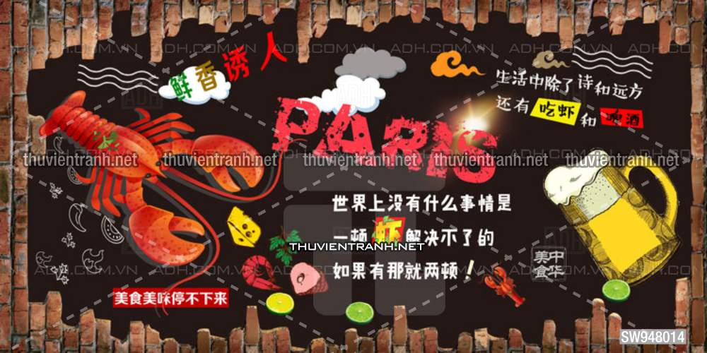  Tranh dán tường Quán Bia- Quán Nhậu - Tranh tường chất lượng cao