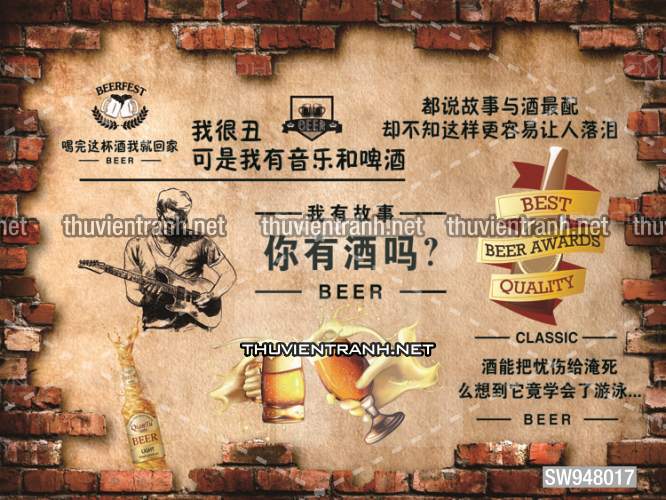  Tranh dán tường Quán Bia- Quán Nhậu - Tranh tường chất lượng cao