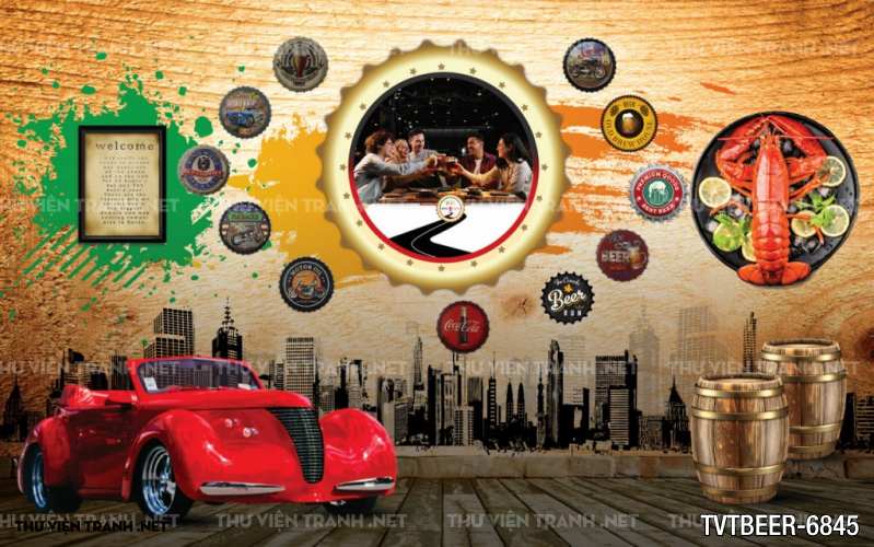 Tranh dán tường Quán Bia- Quán Nhậu  - Tranh tường chất lượng cao