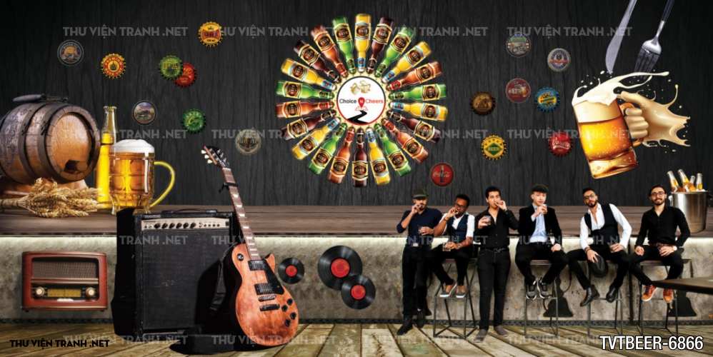 Tranh dán tường Quán Bia- Quán Nhậu  - Tranh tường chất lượng cao