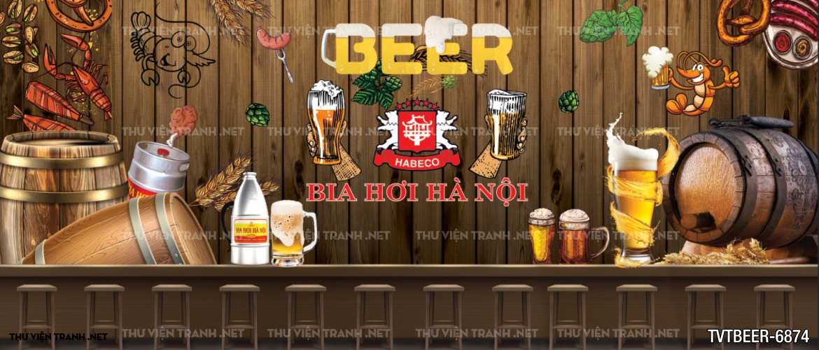 Tranh dán tường Quán Bia- Quán Nhậu  - Tranh tường chất lượng cao