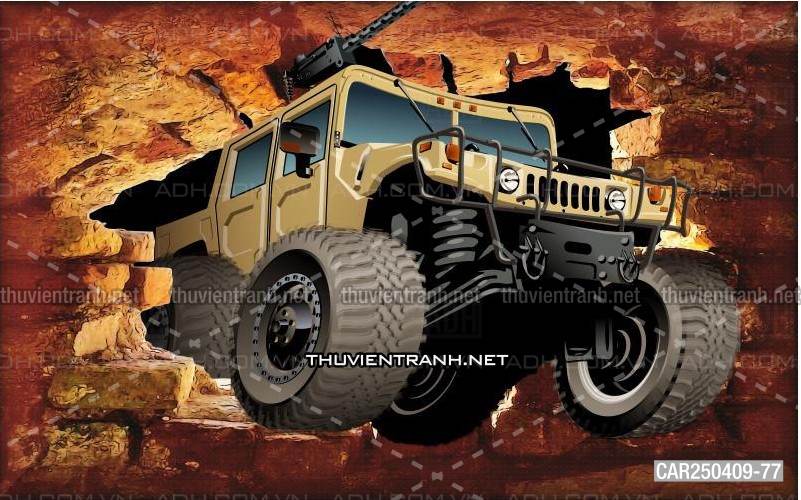 Tranh 3D xe hơi cổ, tranh tường 3D - Tranh tường chất lượng cao