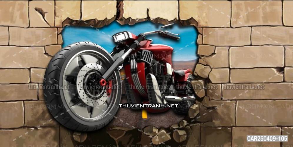 Tranh tường những cô gái bên xe moto  - Tranh tường chất lượng cao