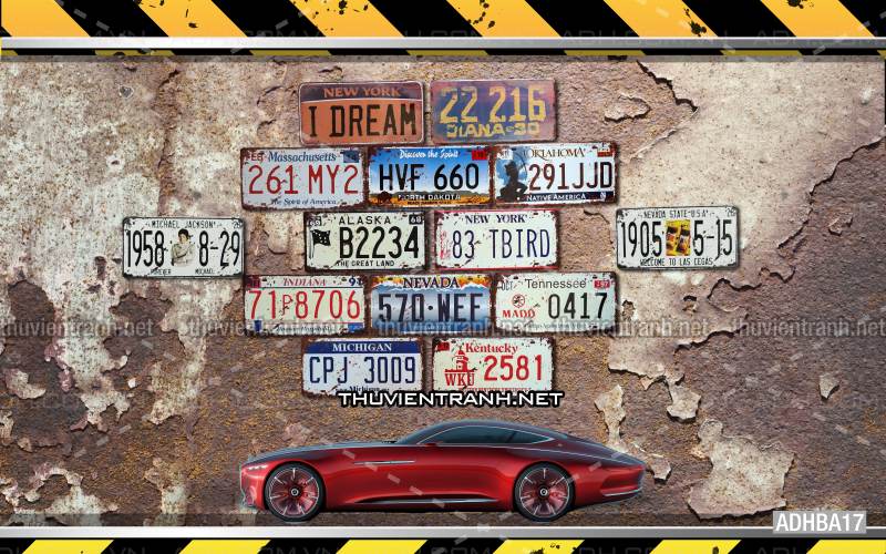 Tranh 3D xe hơi cổ, tranh tường 3D - Tranh tường chất lượng cao