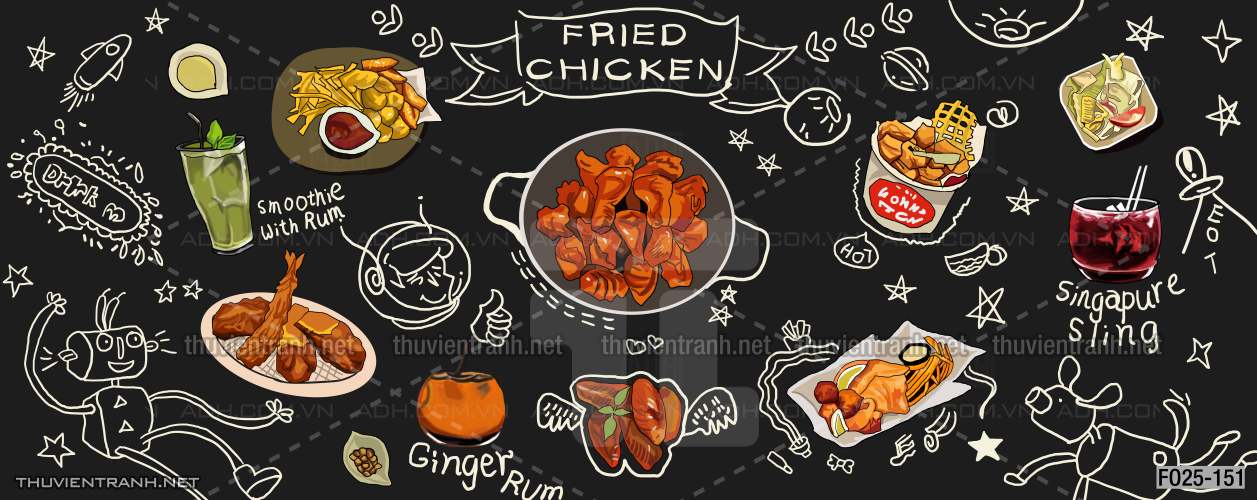 Tranh dán tường Quán nướng, quán lẩu, quán nhậu - Tranh tường chất lượng cao