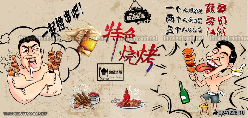 Tranh dán tường Quán Nhậu nướng - Tranh tường chất lượng cao