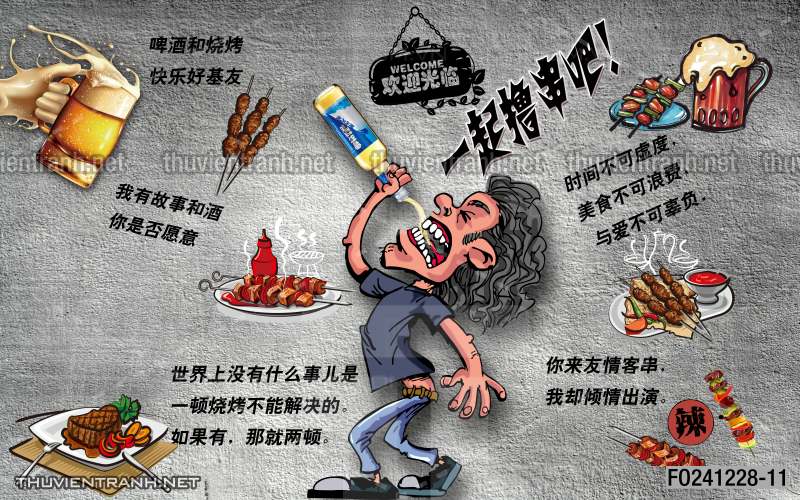 Tranh dán tường Quán Nhậu nướng - Tranh tường chất lượng cao