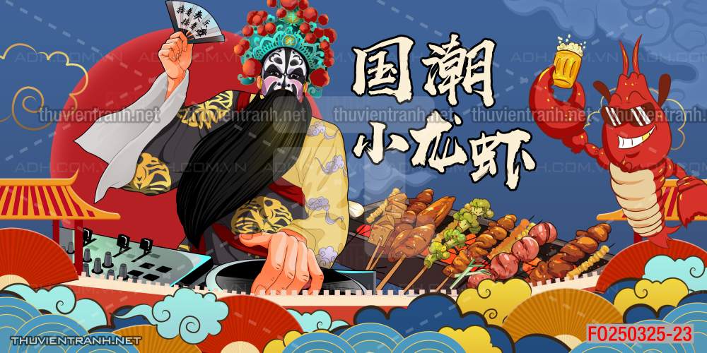 Tranh dán tường Quán ăn Trung Hoa, quán lẩu nướng, quán ăn vặt - Tranh tường chất lượng cao