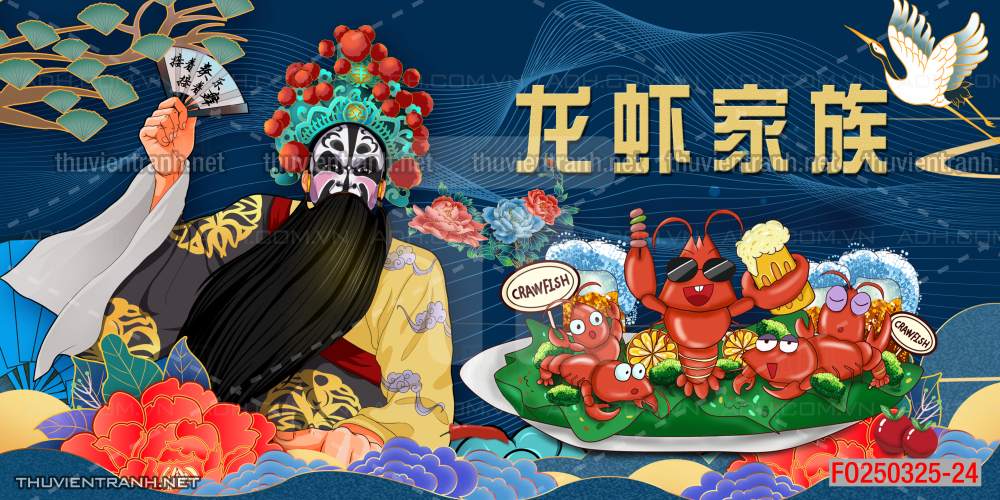 Tranh dán tường Quán ăn Trung Hoa, quán lẩu nướng, quán ăn vặt - Tranh tường chất lượng cao