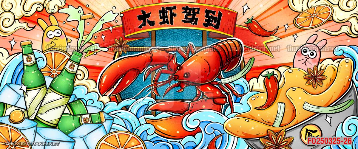 Tranh dán tường Quán ăn Trung Hoa, quán lẩu nướng, quán ăn vặt - Tranh tường chất lượng cao