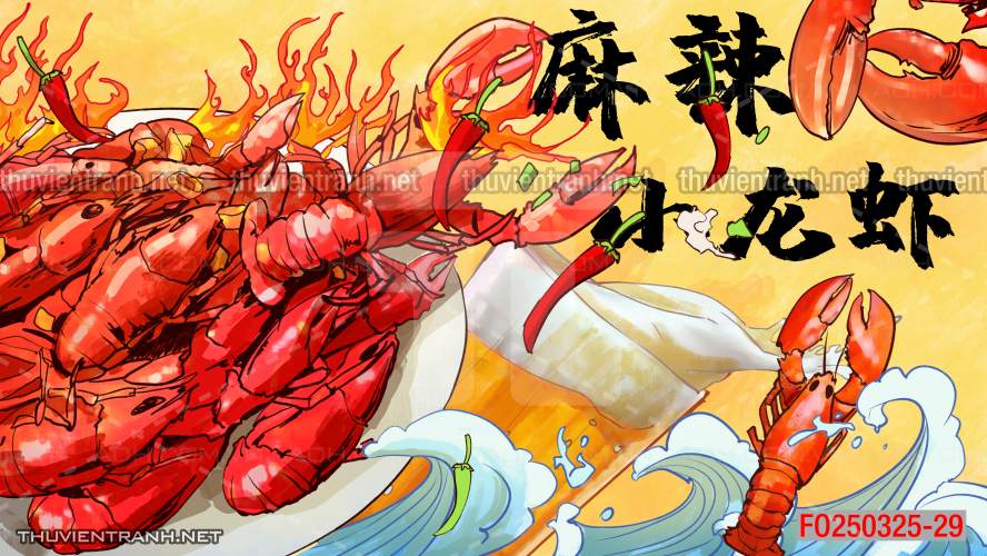 Tranh dán tường Quán ăn Trung Hoa, quán lẩu nướng, quán ăn vặt - Tranh tường chất lượng cao