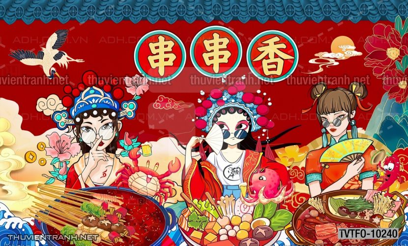 Tranh dán tường Quán ăn- Lẩu nướng Trung Quốc - Tranh tường chất lượng cao