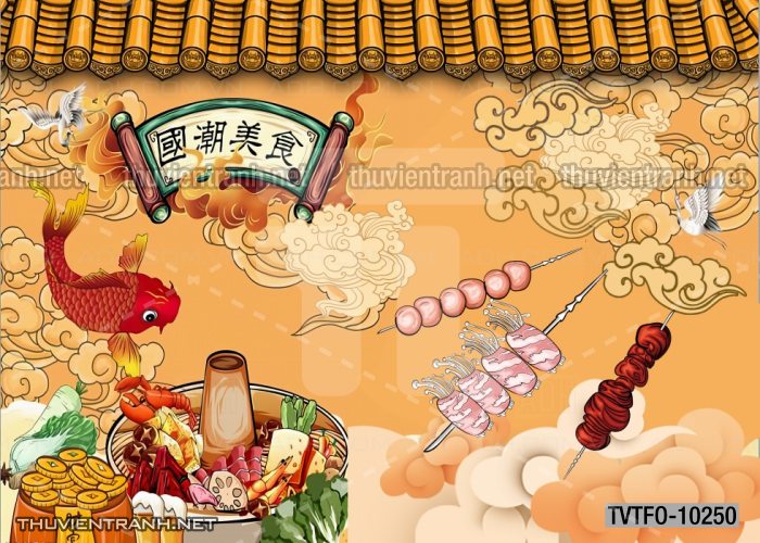 Tranh dán tường Quán ăn- Lẩu nướng Trung Quốc - Tranh tường chất lượng cao
