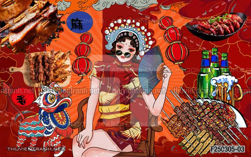 Tranh dán tường Quán ăn- Lẩu nướng - Tranh tường chất lượng cao