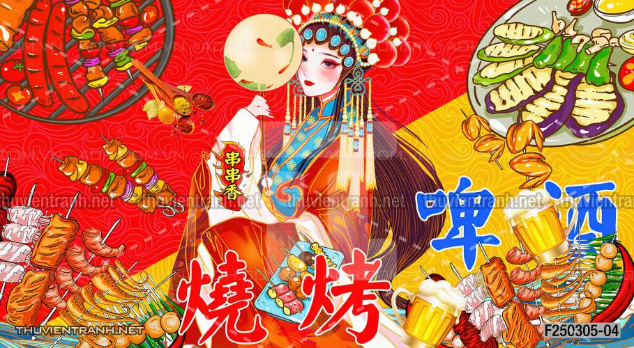 Tranh dán tường Quán ăn- Lẩu nướng - Tranh tường chất lượng cao
