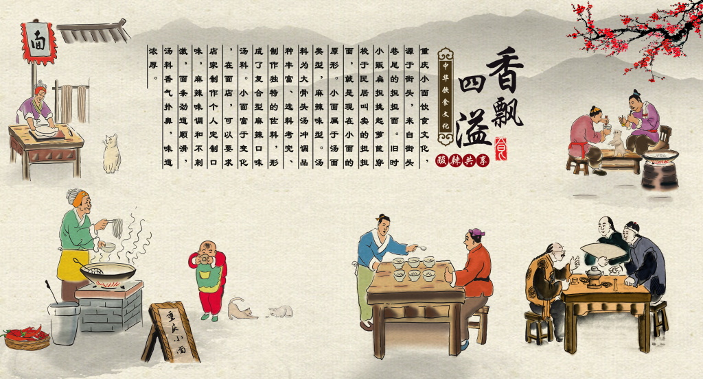 Tranh dán tường  Quán ăn Trung Hoa - Tranh tường chất lượng cao