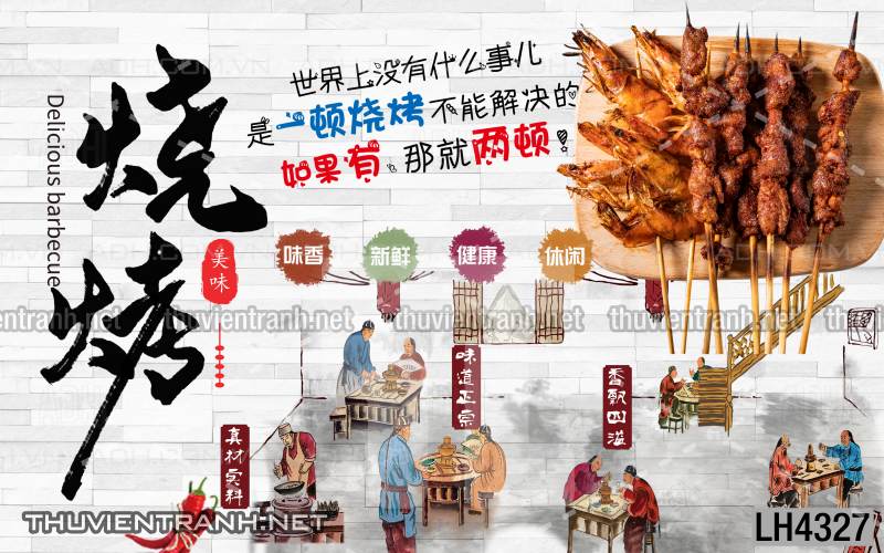 Tranh dán tường quán Lẩu nướng, bia hơi, quán nhậu - Tranh tường chất lượng cao