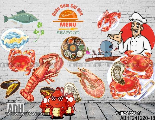 Tranh dán tường quán ăn lẩu nướng - Tranh tường chất lượng cao