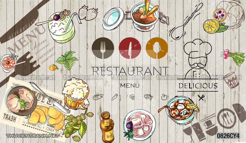 Tranh dán tường quán ăn Vặt, Pizza - Tranh tường chất lượng cao