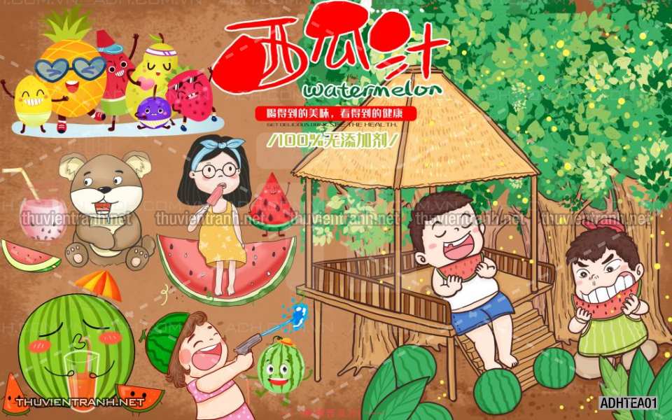  Tranh dán tường  Nước ép hoa quả - Tranh tường chất lượng cao