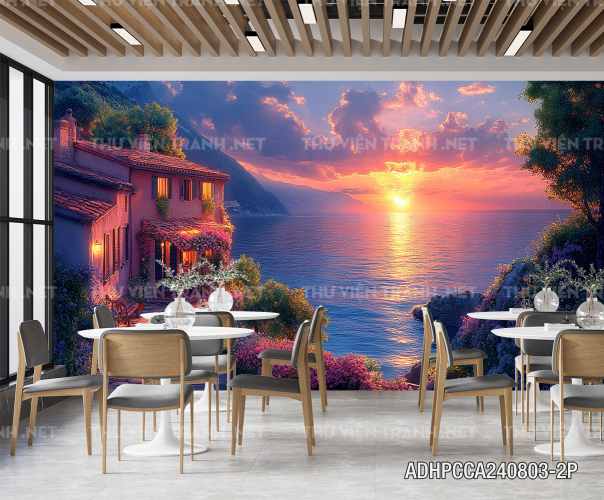 Tranh dán tường 3D phong cảnh vẽ nổi Châu Âu - Tranh tường chất lượng cao