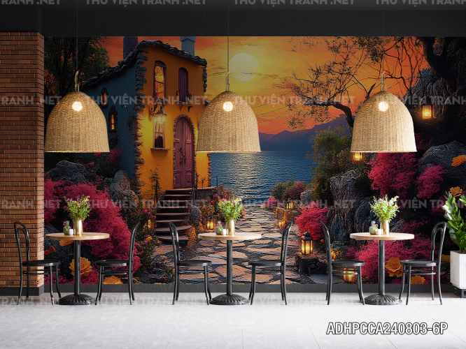 Tranh dán tường 3D phong cảnh vẽ nổi Châu Âu - Tranh tường chất lượng cao
