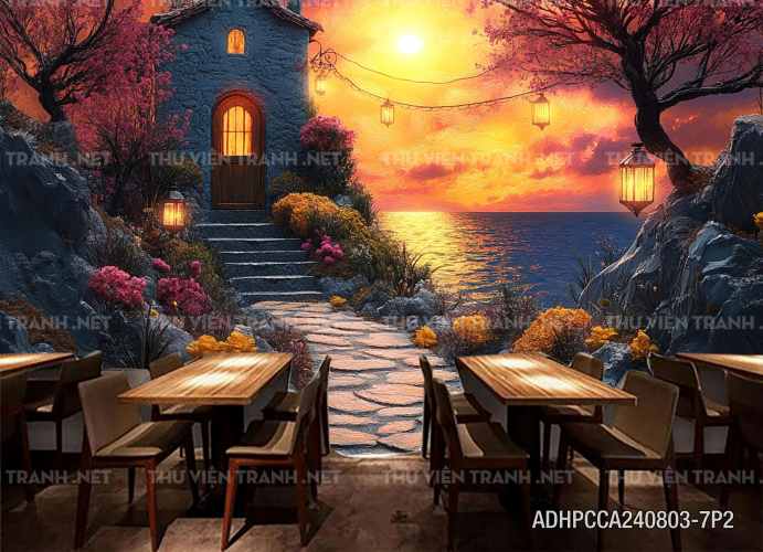 Tranh dán tường 3D phong cảnh vẽ nổi Châu Âu - Tranh tường chất lượng cao