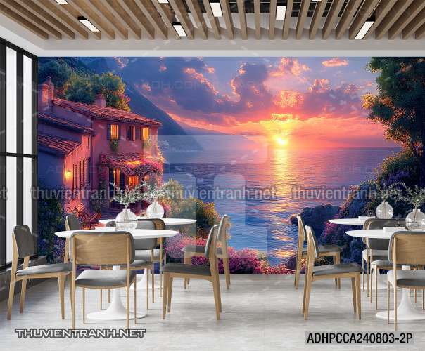 Tranh dán tường 3D phong cảnh vẽ nổi Châu Âu - Tranh tường chất lượng cao